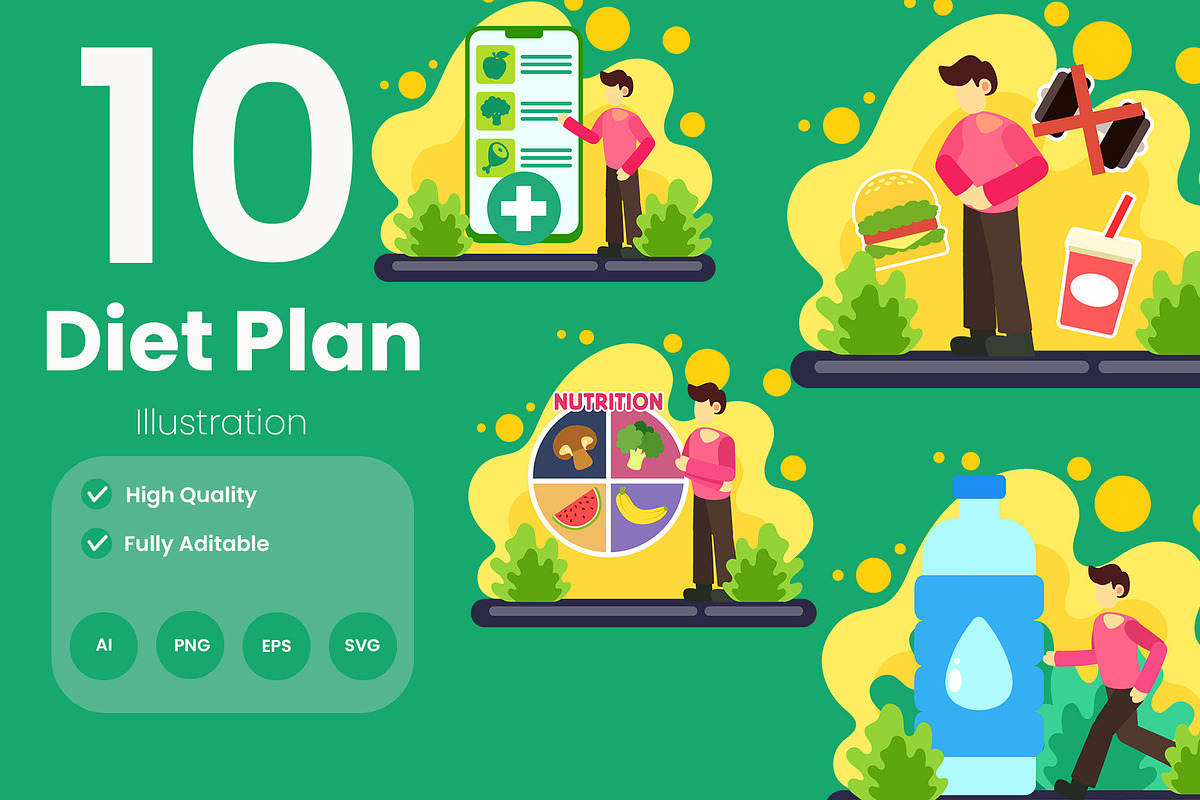Diet Plan Illustration Pack, an Illustration by baii09 (Photo 1 of 4)