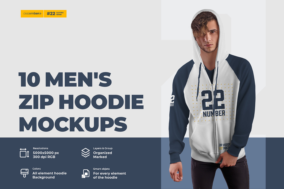 10 Men's Zip Hoodie Mockups, a Hoody Mockup by Grow Design Craft Studio (Photo 1 of 8)