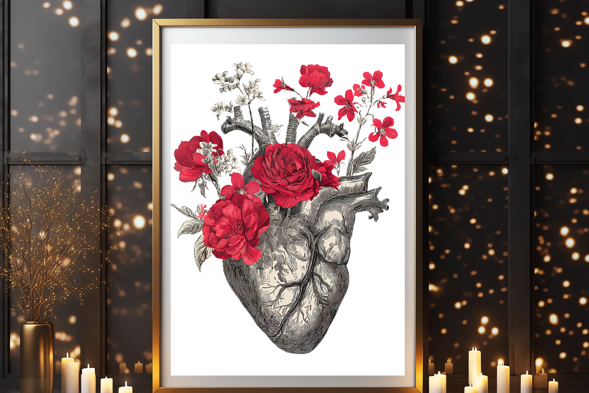 47 Gothic Floral Heart Clipart, a Seasonal Illustration by LA Design (Photo 6 of 10)