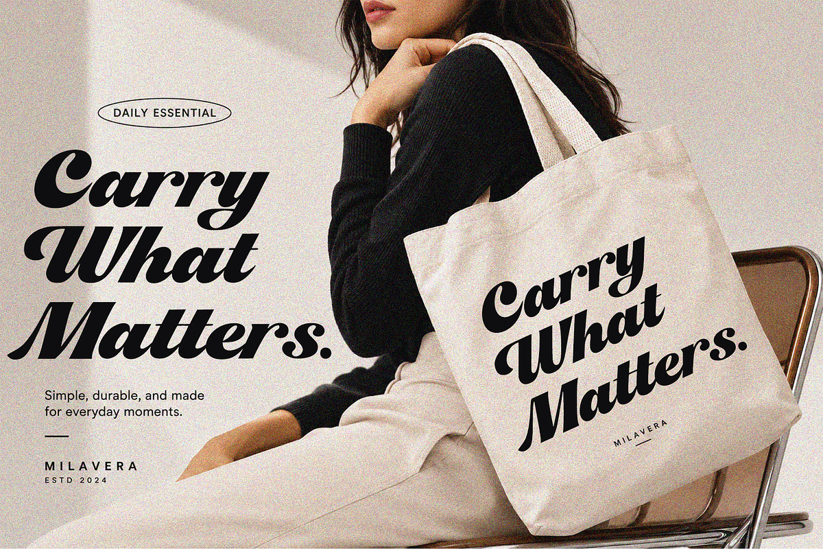 Milavera – Bold Script Font, a Script Font by cocodesign (Photo 4 of 7)
