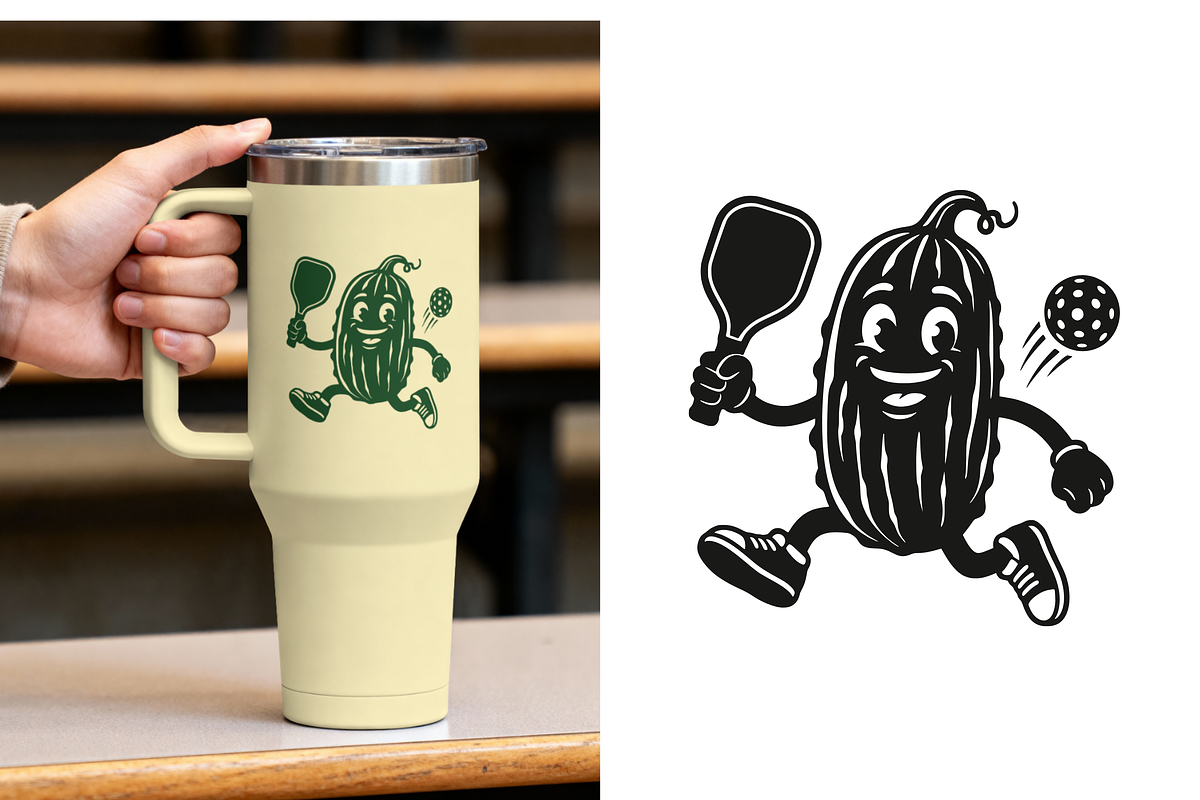 Pickleball SVG. Funny Pickle Mascot, a Sport Illustration by ClipArtRoom (Photo 6 of 6)