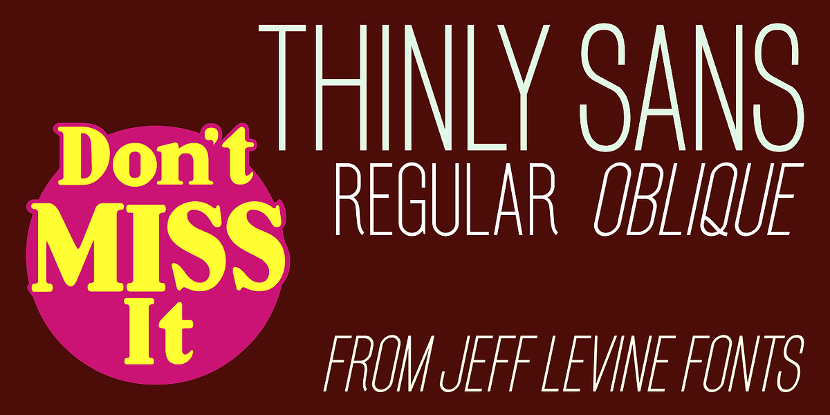 Thinly Sans JNL, a Sans Serif Font by Jeff Levine Fonts (Photo 1 of 5)