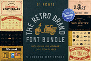 The Retro Brand Font Bundle, a Sans Serif Font by Bart Wesolek (Thumbnail 1 of 14)