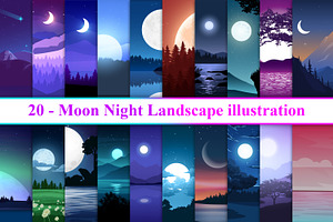 Moon Night Landscape, an Empty State Illustration by Digital Studio