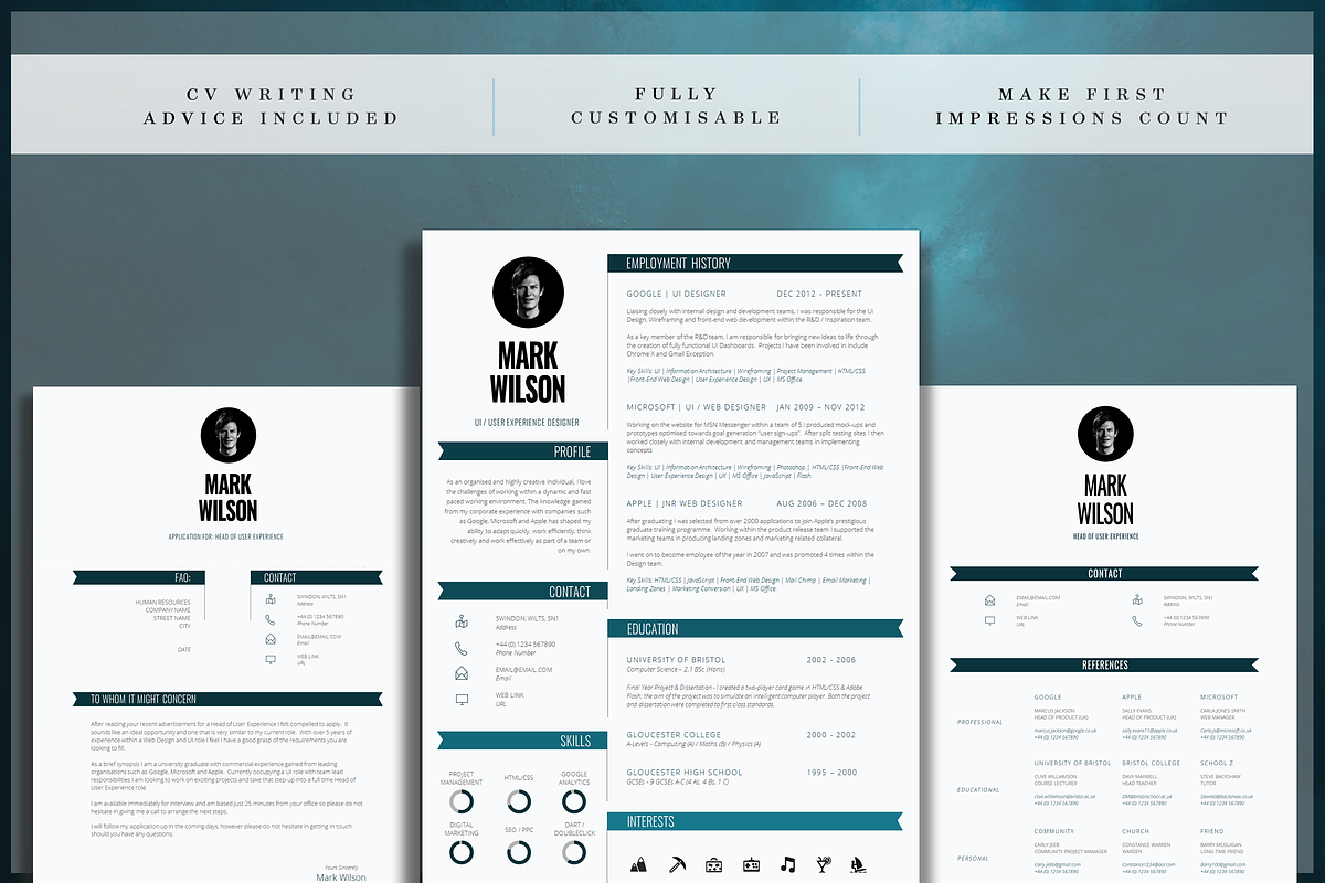 Modern Resume Template | CV Template, a Resume Template by introDuice - CV / Resumes (Photo 6 of 6)