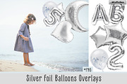 Silver Foil Balloons Photo Overlays, an Object Graphic by MixPixBox (Thumbnail 1 of 4)