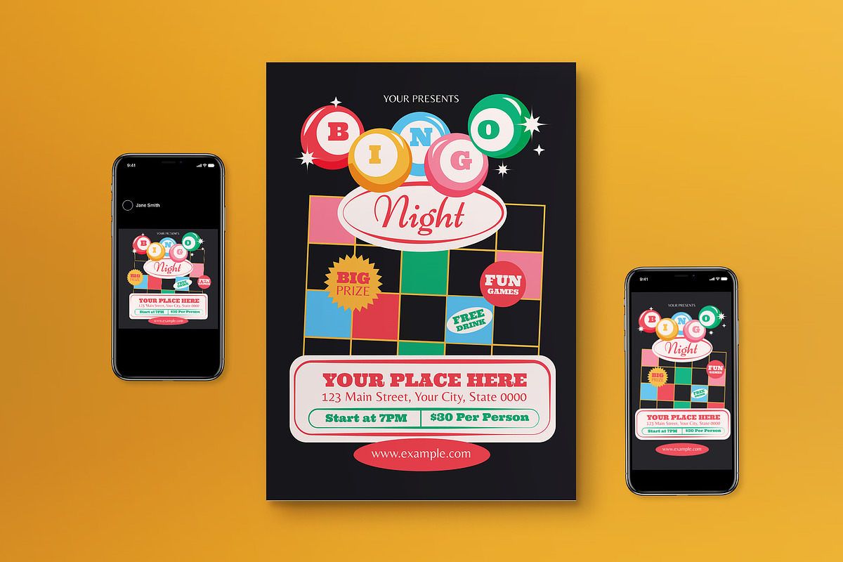 Flat Design Bingo Night Flyer Set, a Flyer Template by graphicook (Photo 1 of 3)