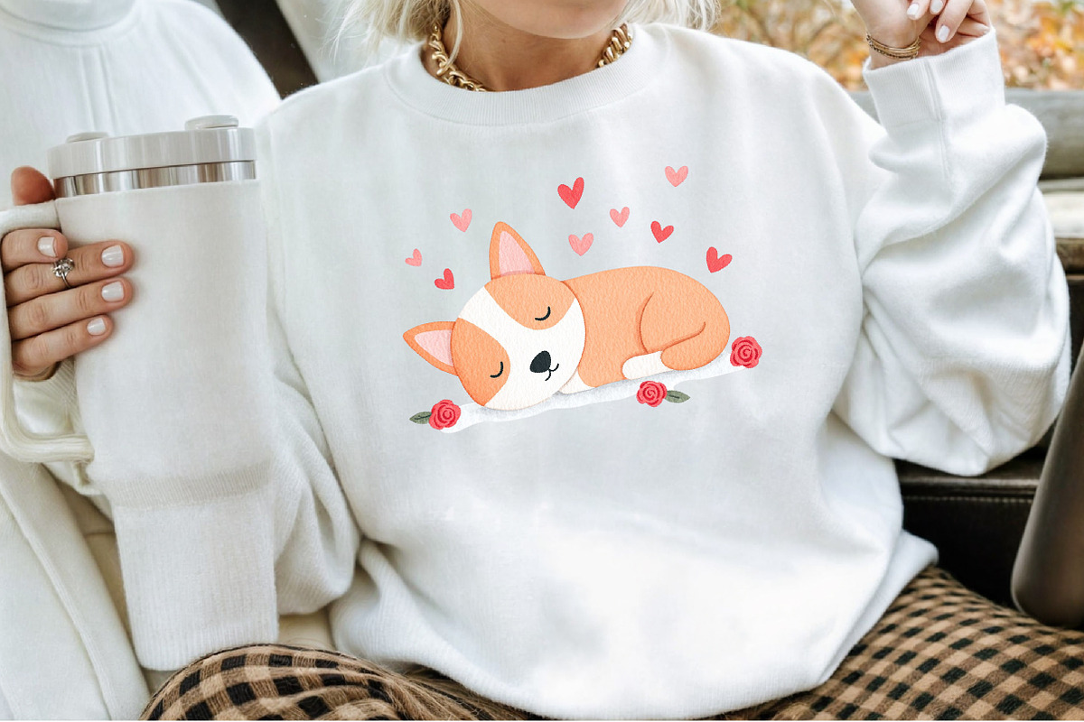 Corgi in Heart Red Rose Valentine Ar, an Illustration by Sublimation Artist (Photo 4 of 6)