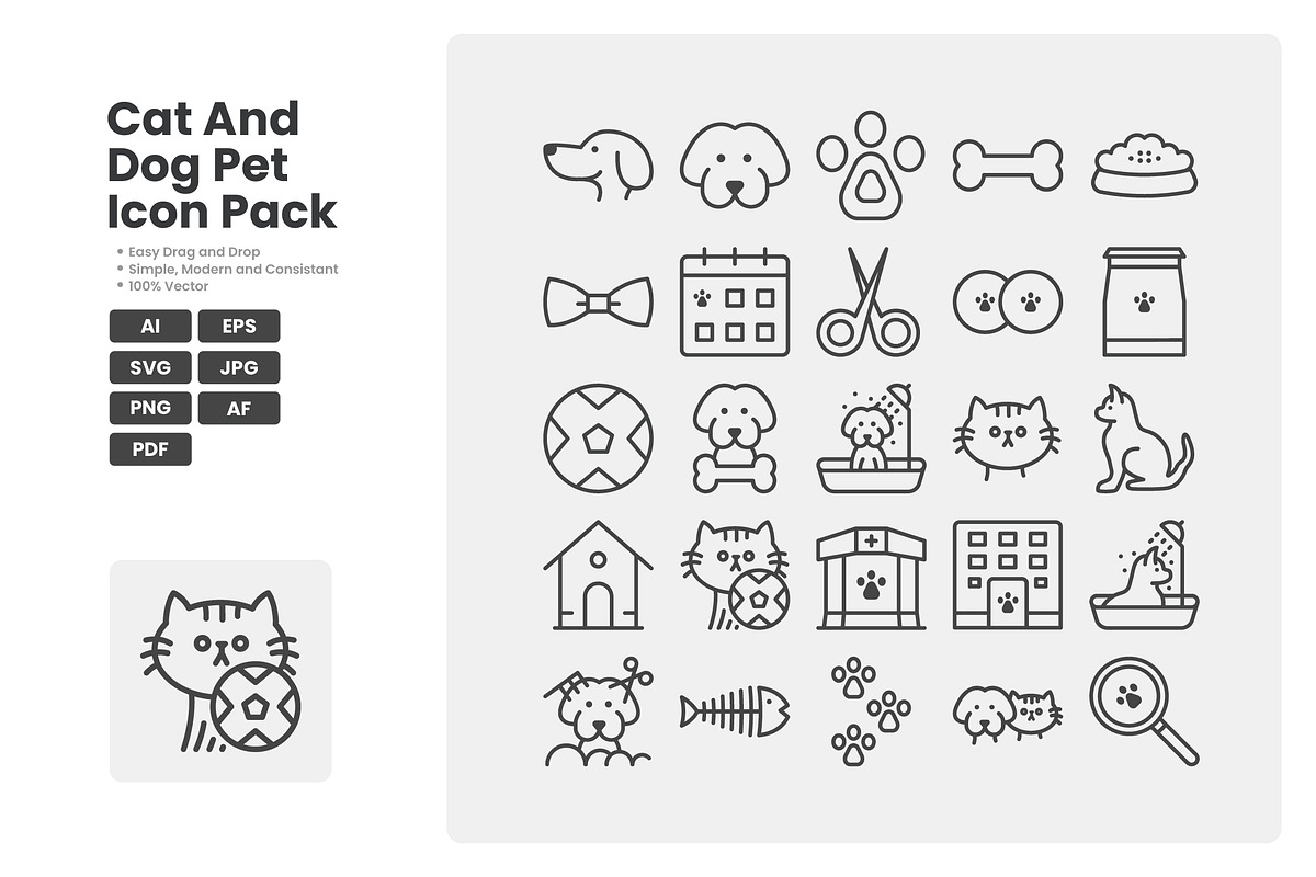 Cat And Dog Pet Icon Pack, an Outline Icon by erifqizeicon (Photo 1 of 3)