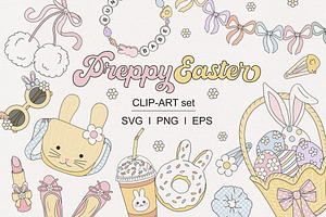 Pastel Preppy Easter Girl Cliparts