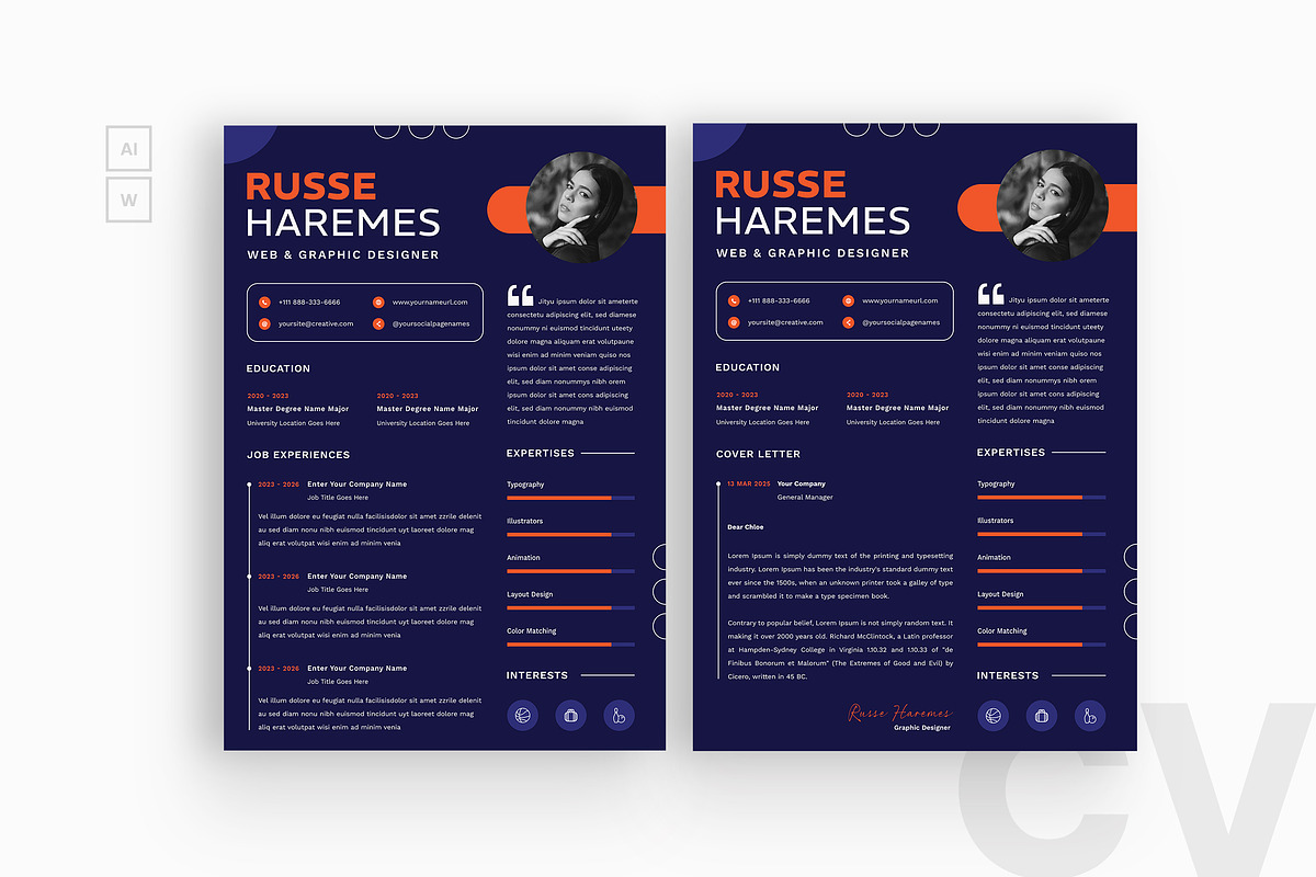 Blue Background Resume CV, a Resume Template by iDoodle Studio
