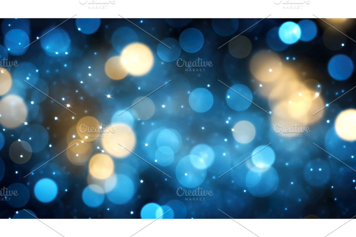 Blue and gold bokeh with sparkling, an Illustration by Lermont51