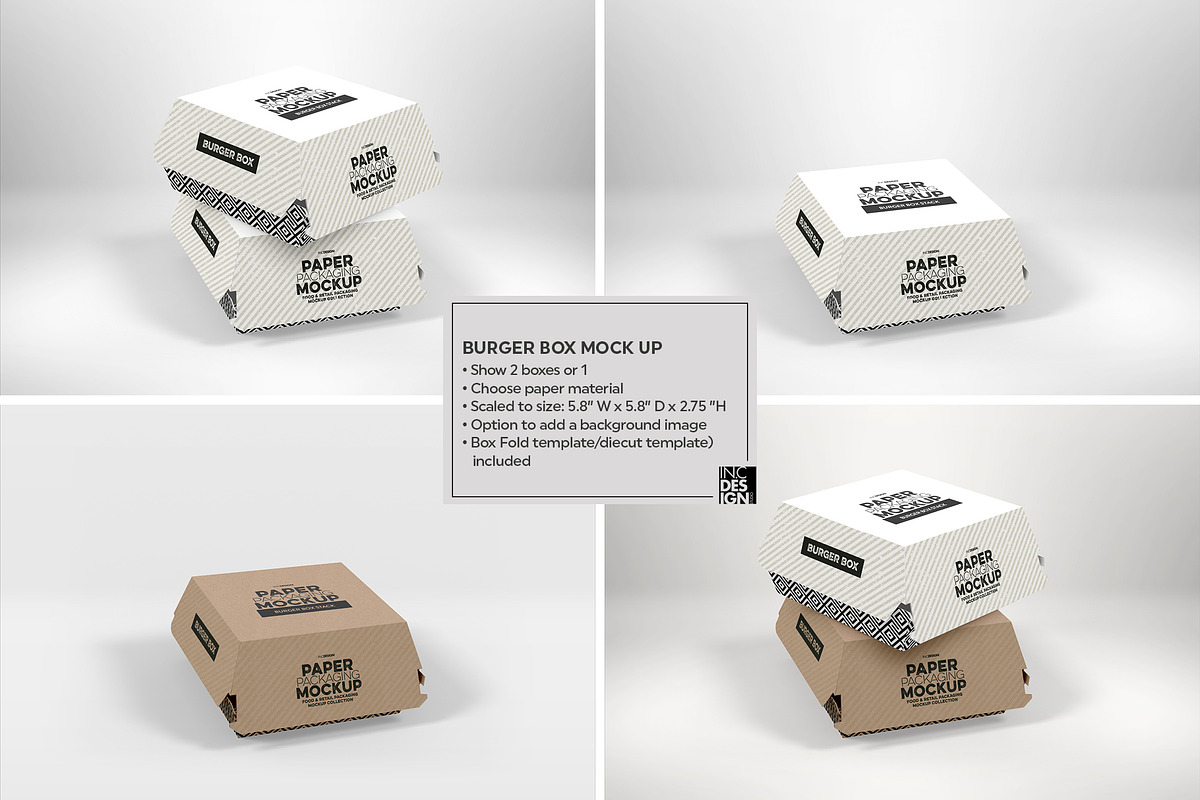 Burger Box Packaging Mockup, a Packaging Mockup by INCDesign (Photo 2 of 5)