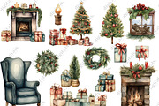 Watercolor Cozy Christmas Clipart, a Graphic by Digitals Art Hub (Thumbnail 2 of 10)