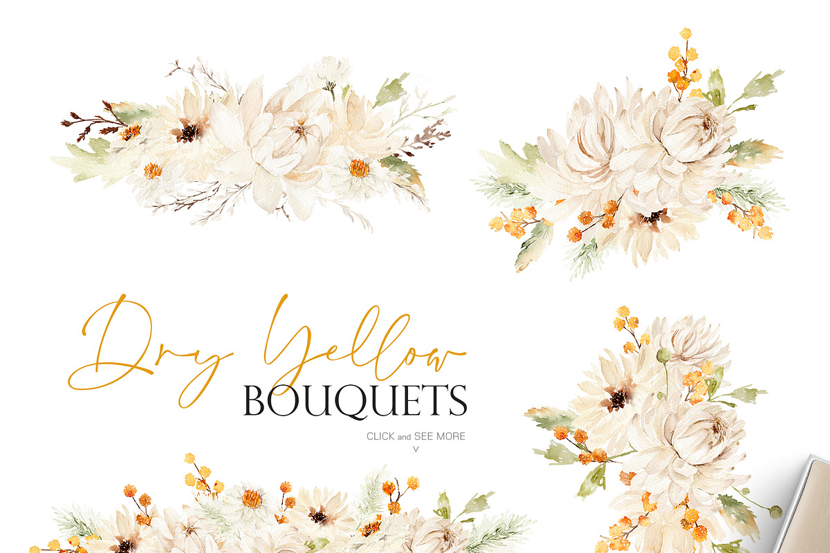 Watercolor flower - Dry Yellow, an Illustration by Beigetime (Photo 3 of 9)