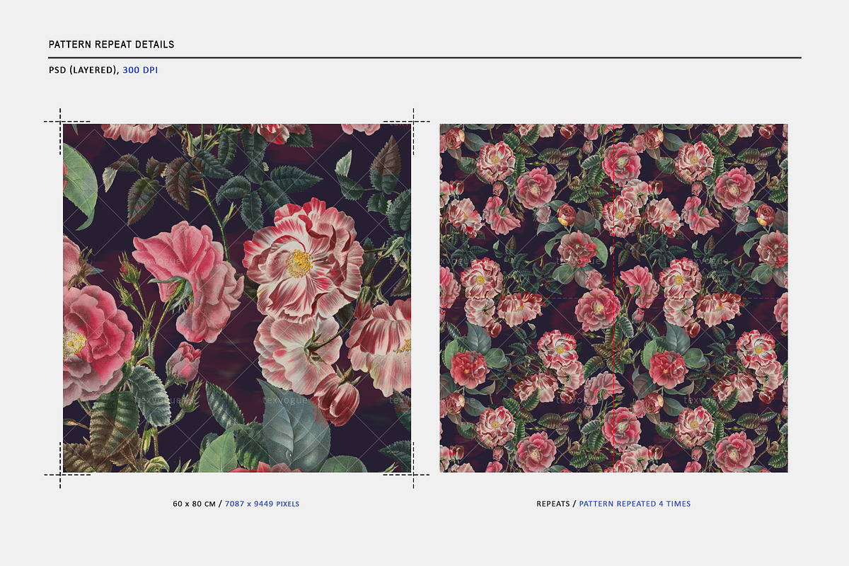 Seamless Dark Vintage Roses, a Pattern Graphic by texvogue (Photo 3 of 13)
