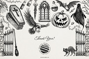 Gothic Halloween Hand Drawn Vectors, a Seasonal Illustration by Yevheniia (Thumbnail 14 of 14)
