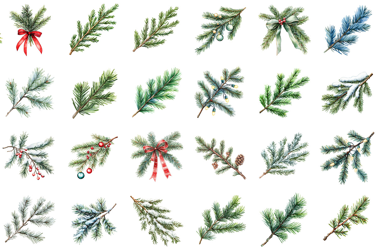 Evergreen Clipart Watercolor Christm, an Illustration by Sublimation Artist (Photo 2 of 6)