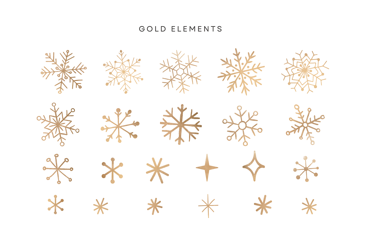 Christmas Gold Snowflake Clipart, a Seasonal Illustration by Lucie Sindelkova (Photo 3 of 6)
