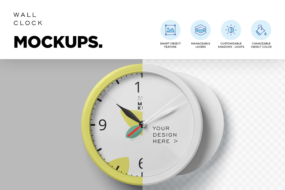 Round Wall Clock Mockups, a Product Mockup by DesignNeutrons | Creative ...