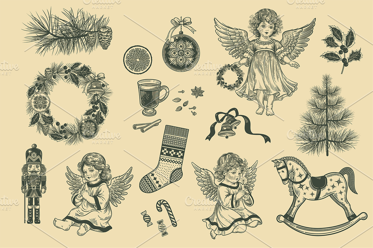Hand-drawn Christmas illustrations, an Object Graphic by MarinaVorontsova (Photo 7 of 9)