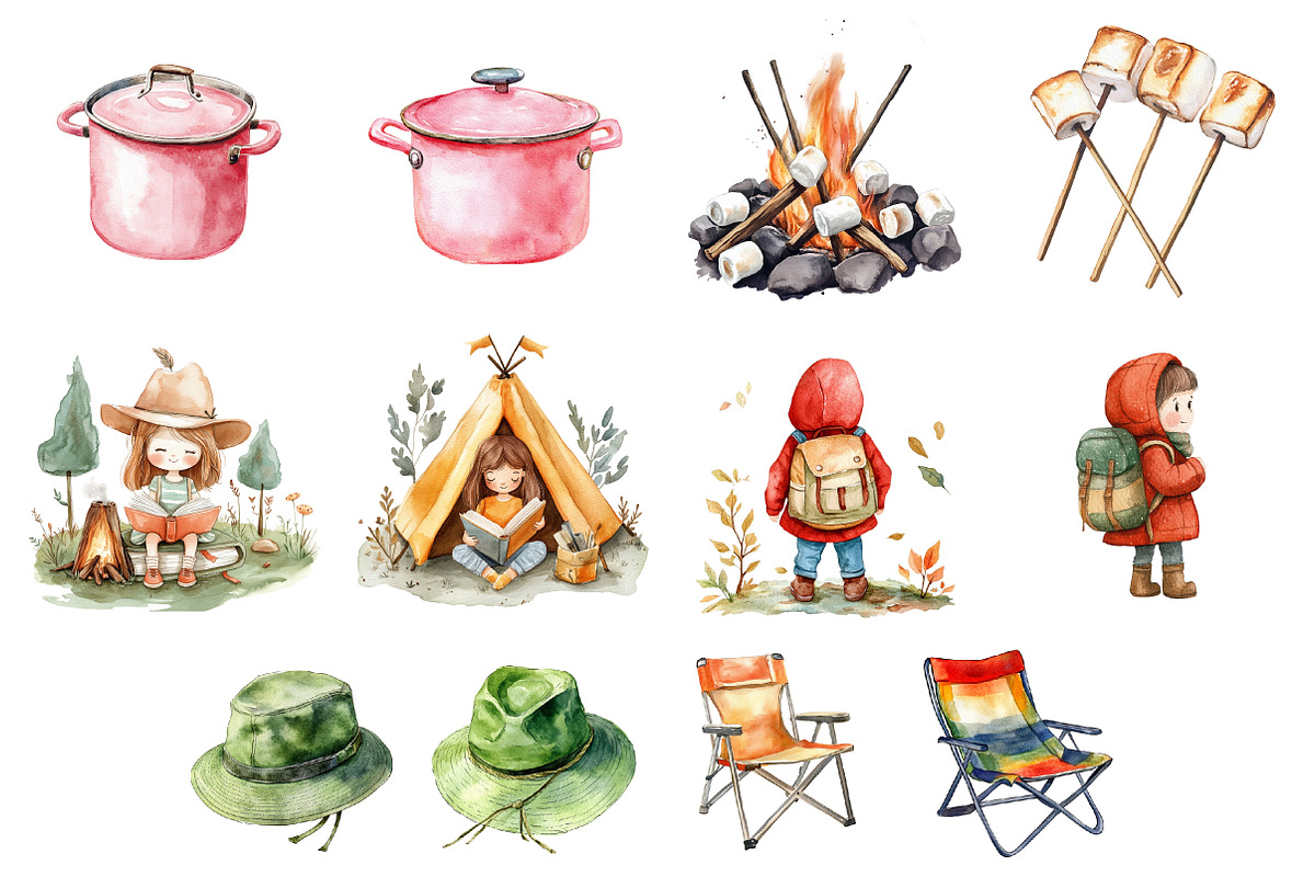 Cute Little Campers Clipart, an Illustration by Design Market (Photo 4 of 4)