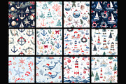 Watercolor Nautical Christmas Patter, a Pattern Graphic by Design Market (Thumbnail 2 of 4)