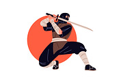 Ninja, shinobi, Asian warriors set, a Person Illustration by PaperTrident (Thumbnail 16 of 16)