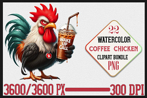 Grumpy Coffee Chicken Clipart Bundle, a Seasonal Illustration by Craft Nest