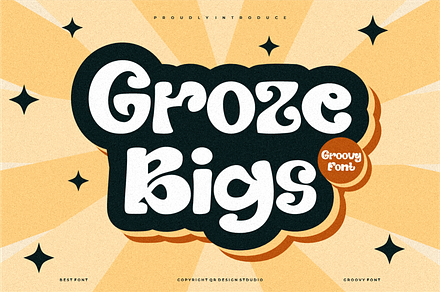 Groze Bigs - Groovy Font, a Sans Serif Font by QR Design Studio