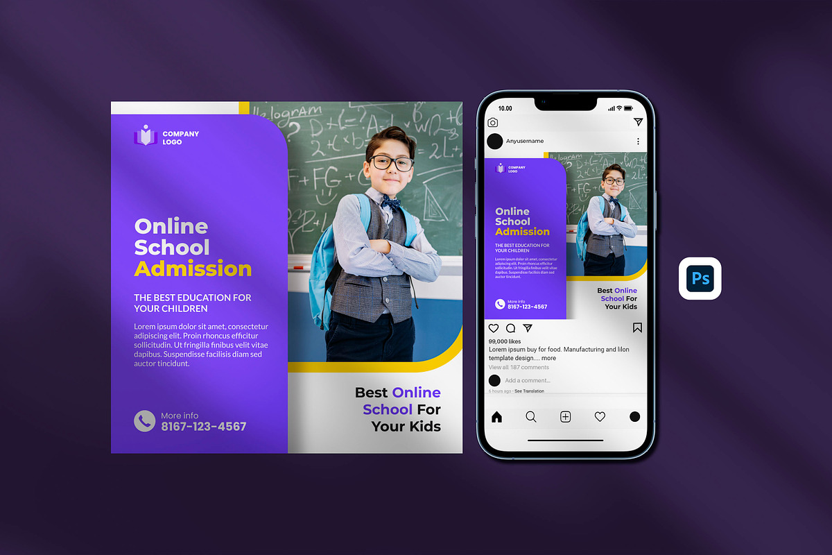 School admission social media banner, a Social Media Template by hekenostudio (Photo 2 of 2)