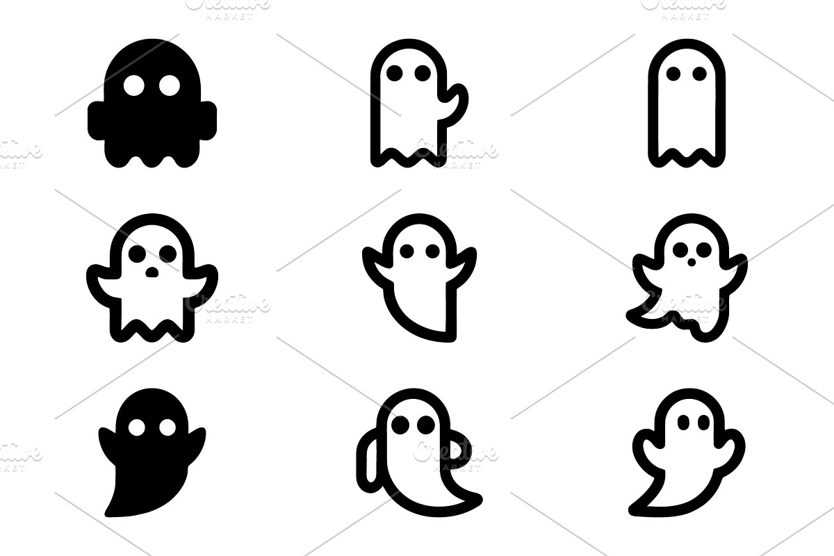 Cute Halloween Ghost Icons, an Icon by Vectorium Studio