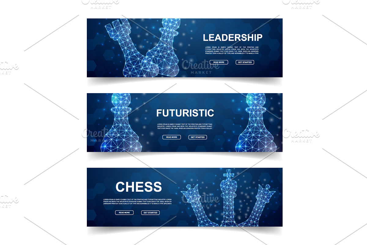 Futuristic chess banners with, an Illustration by GraphiShop