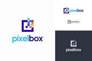 Set Of Pixel Box Logo Design Concept