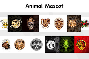 Animal mascot set bundle, an Animal Illustration by foxndeer