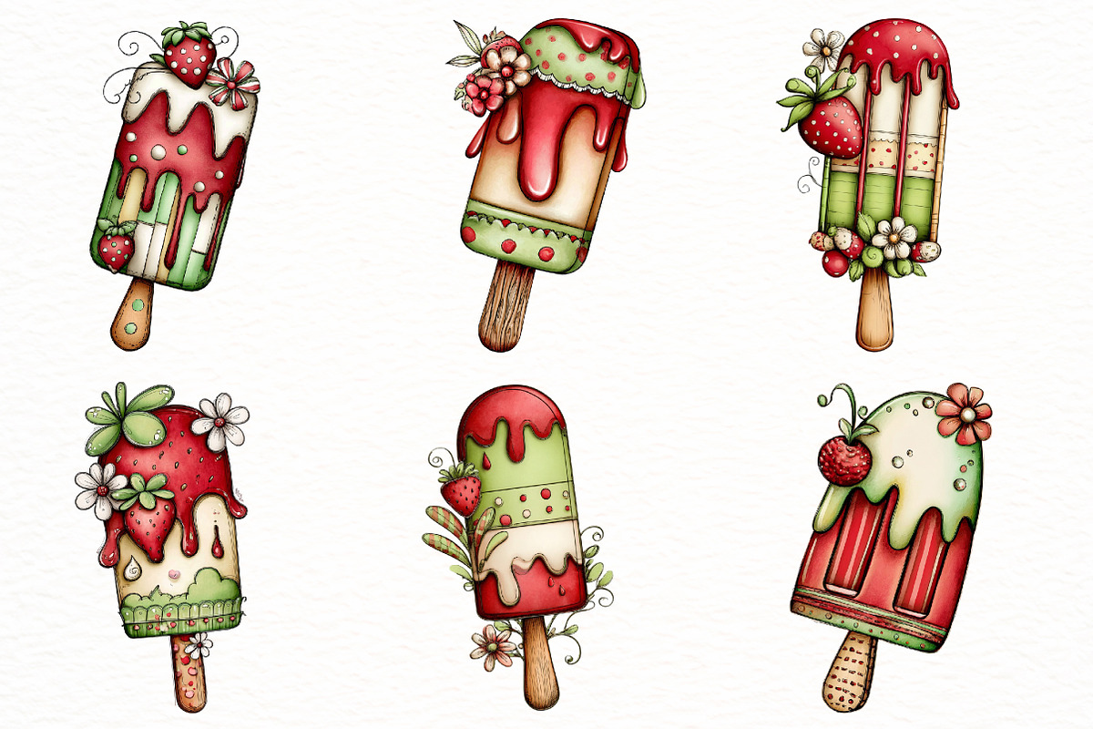 Whimsical Summer Ice Cream Clipart, an Illustration by Designworld (Photo 4 of 5)