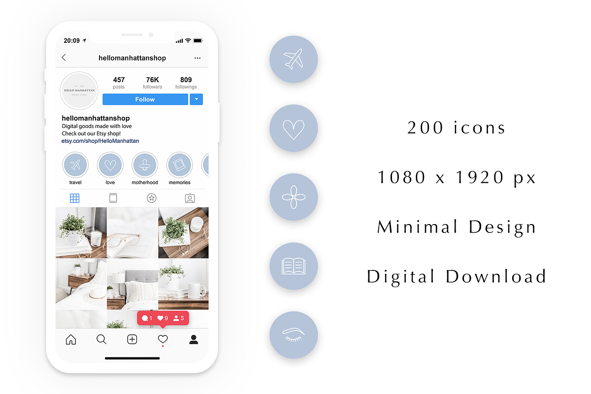 200 Instagram Story Highlight Icons, a Social Media Template by Blog&Glow (Photo 4 of 4)