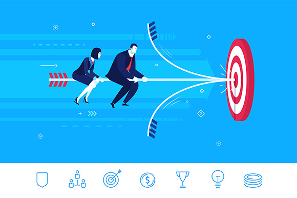 Hit The Target. Teamwork (7 Icons)