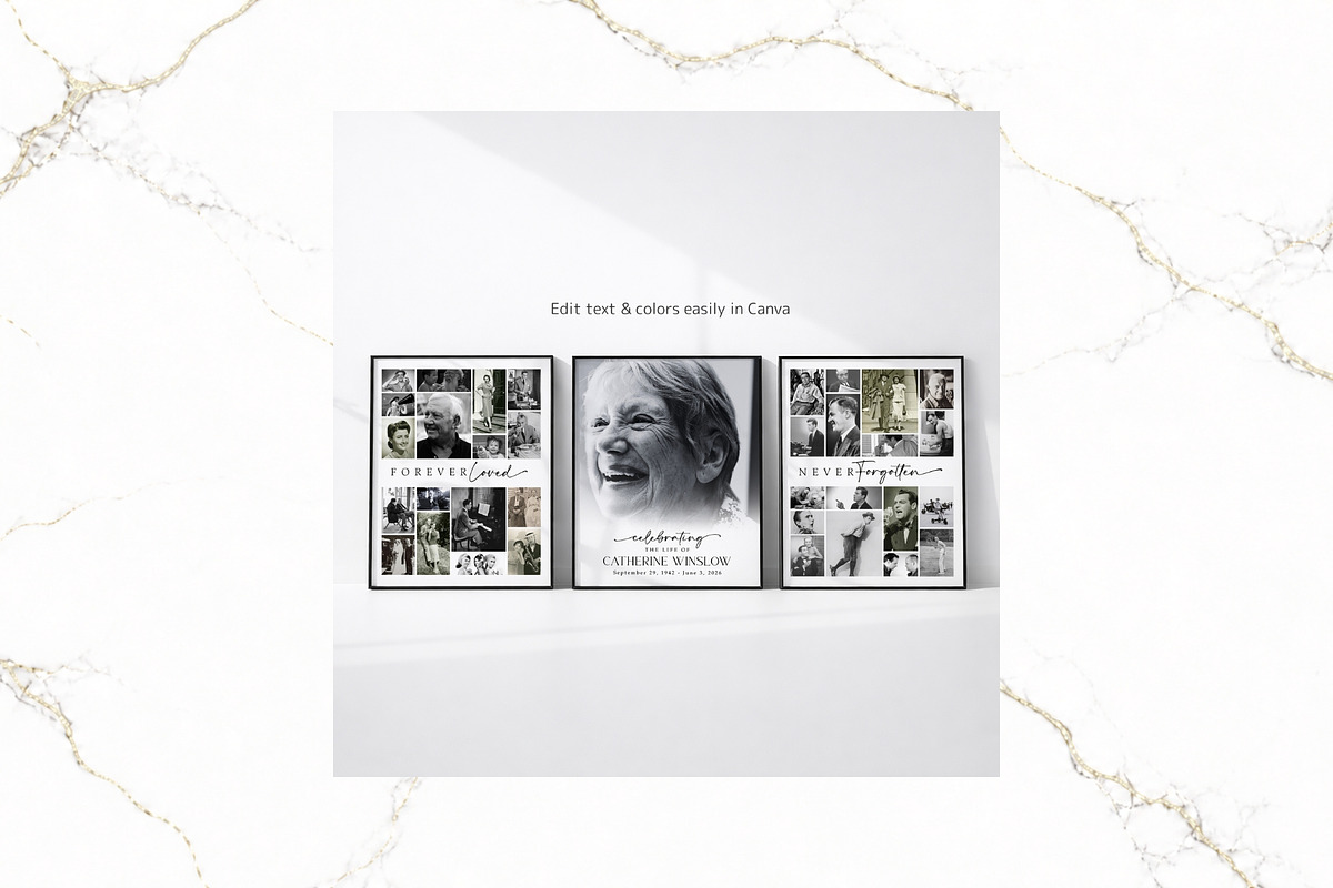 3 Panel Funeral Collage Canva FR006, a Poster Template by TyphoonStudio (Photo 6 of 9)