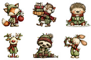 Whimsical Christmas Animals Clipart, an Illustration by CreationArt (Thumbnail 3 of 5)