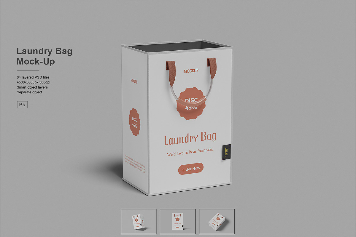 Laundry Bag Mockup, an Advertising Mockup by Pexelcorner (Photo 1 of 5)