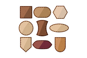 leather patch set cartoon vector, an Illustration by pikepicture