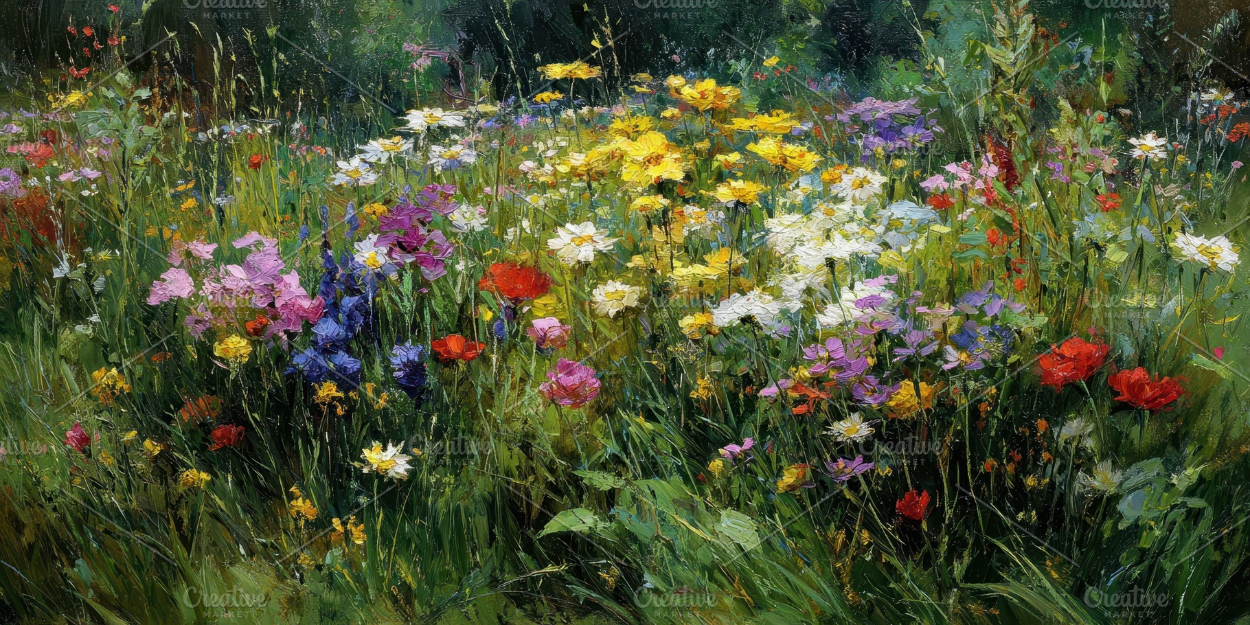 Bright flowers bloom in a vibrant, a Photo by Pavel_design