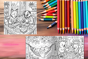 Cozy Animal Couple Coloring Pages, a Brochure Template by LA Design (Thumbnail 9 of 10)