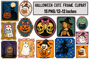 Halloween Cute Frame Clipart, an Illustration by Design Market