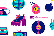 90s retro style vector clipart, an Illustration by Brandianna (Thumbnail 3 of 7)