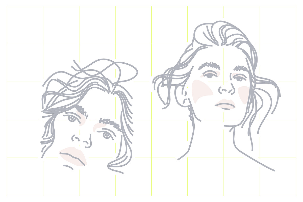 Line Illustrations Set Female Faces, a Person Illustration by line & plane (Photo 8 of 11)