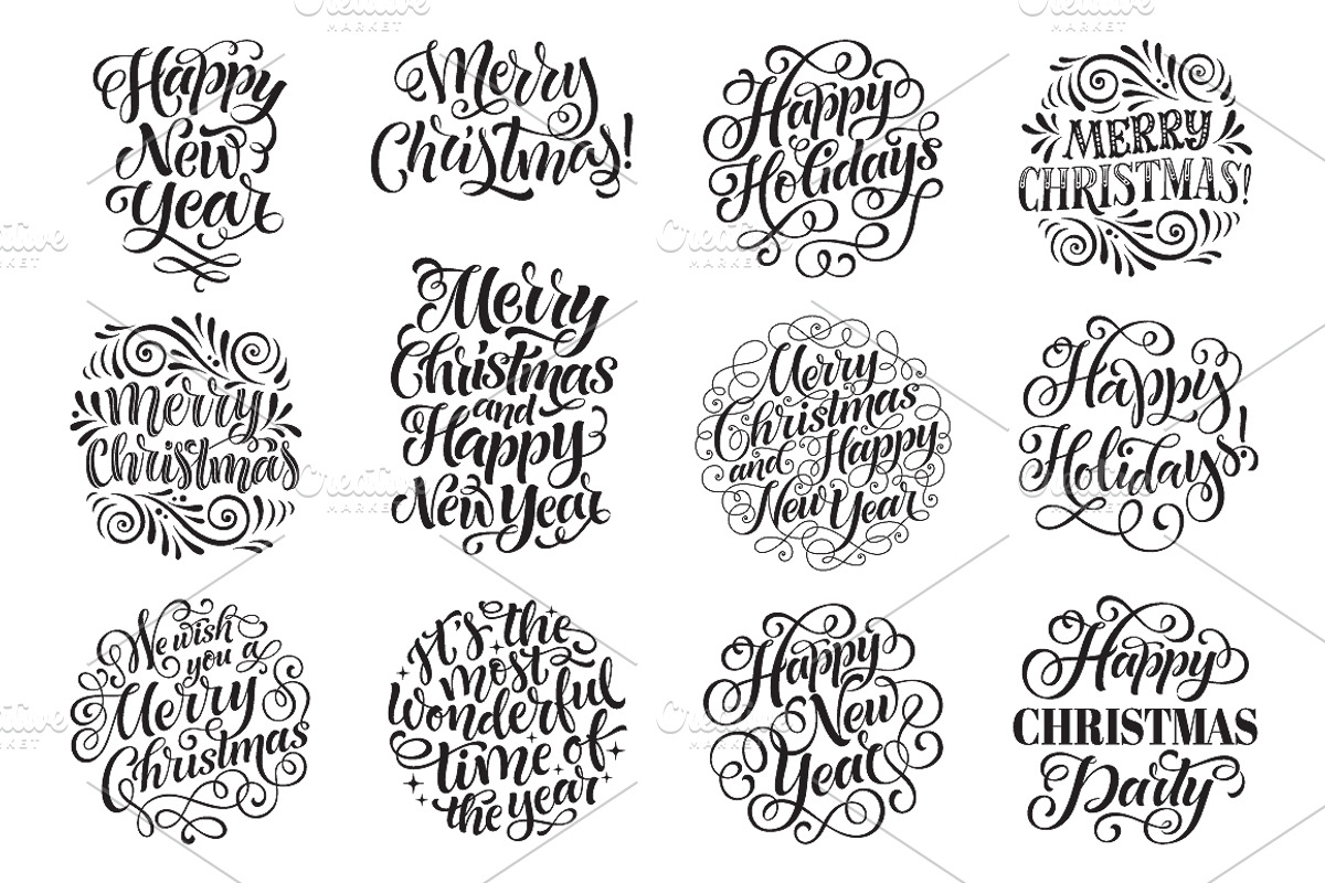 Christmas Lettering | Holidays Cards, an Illustration by bariskina (Photo 3 of 6)