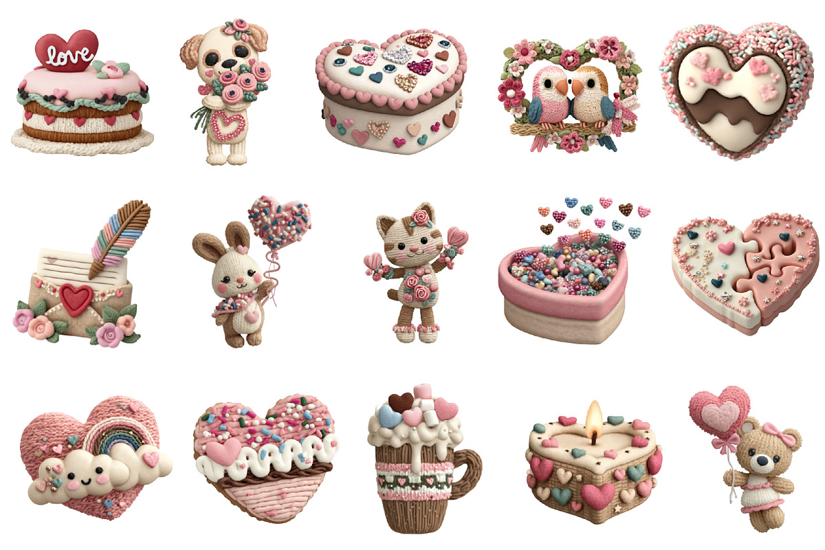 Whimsical Valentine's Day Clipart, an Illustration by designcity5 (Photo 3 of 5)