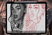 Procreate Chicano Tattoo stencil, a Brushes & More by Tattoo Worker Studio (Thumbnail 2 of 7)